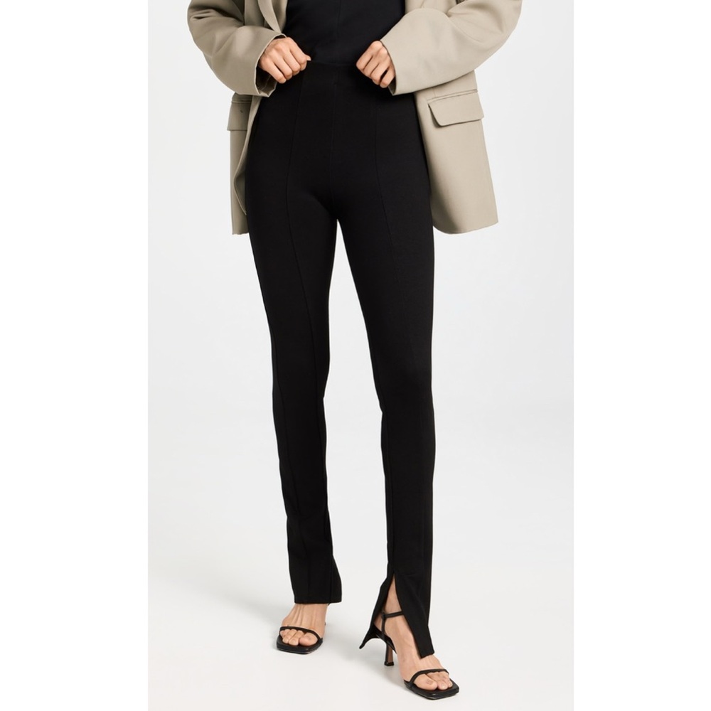 Anine Bing Max Black Trouser Pant Women’s Mid-Rise Slim Split Hem Pull-On Pants
